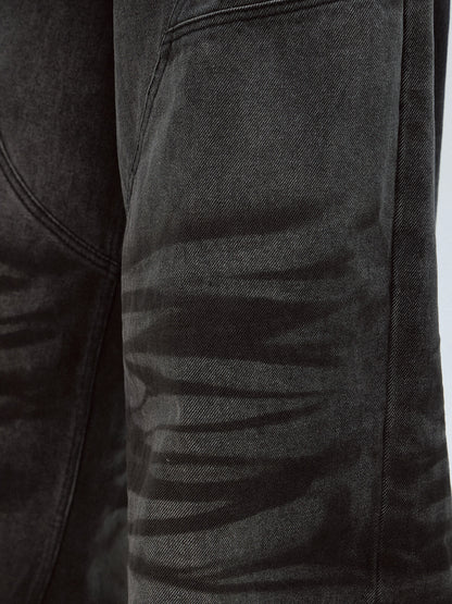 Peoplesense Vintage Black Wide-Leg Baggy Jeans