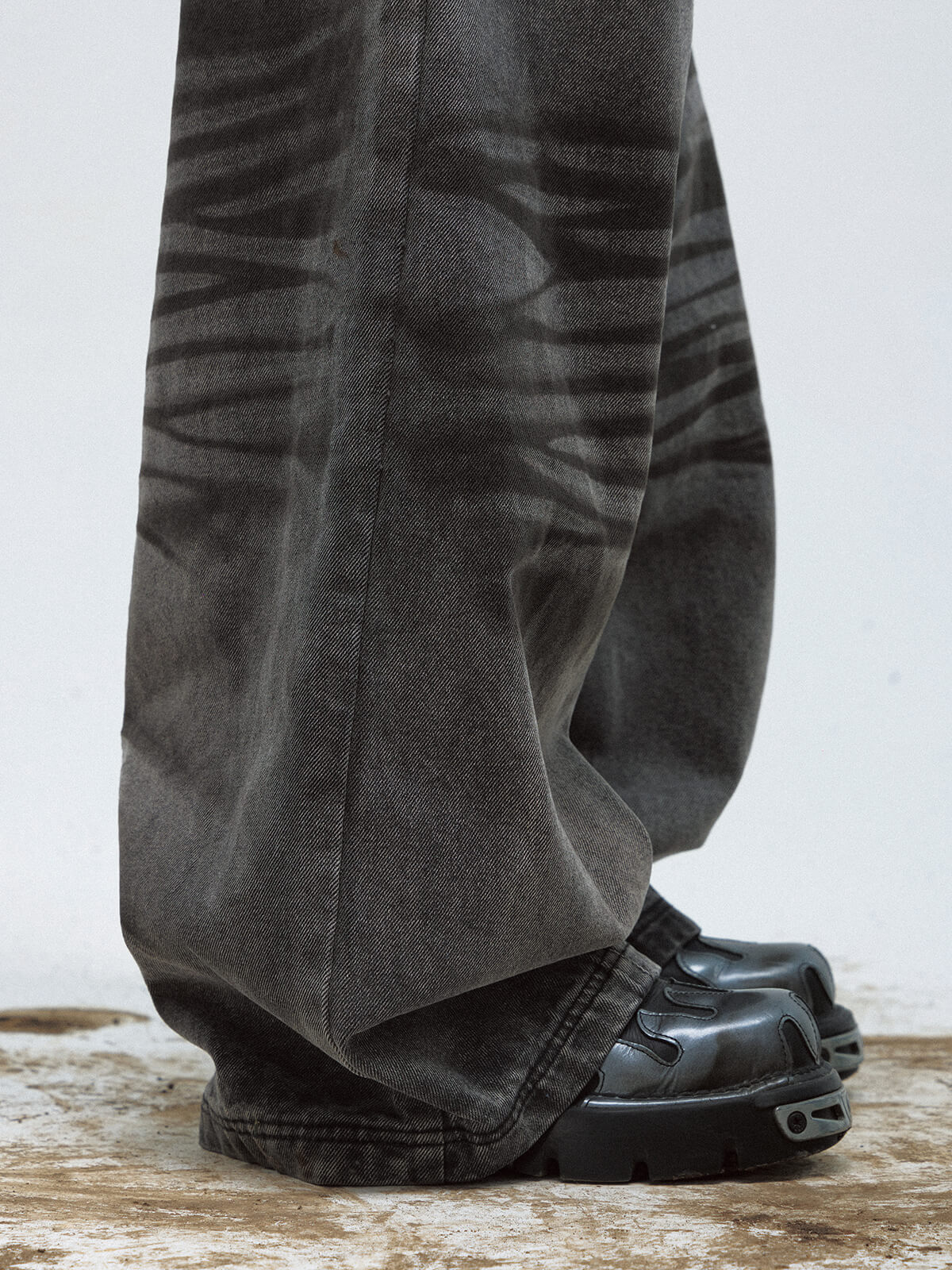 Peoplesense Vintage Black Wide-Leg Baggy Jeans