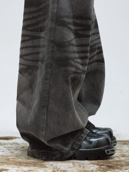 Peoplesense Vintage Black Wide-Leg Baggy Jeans