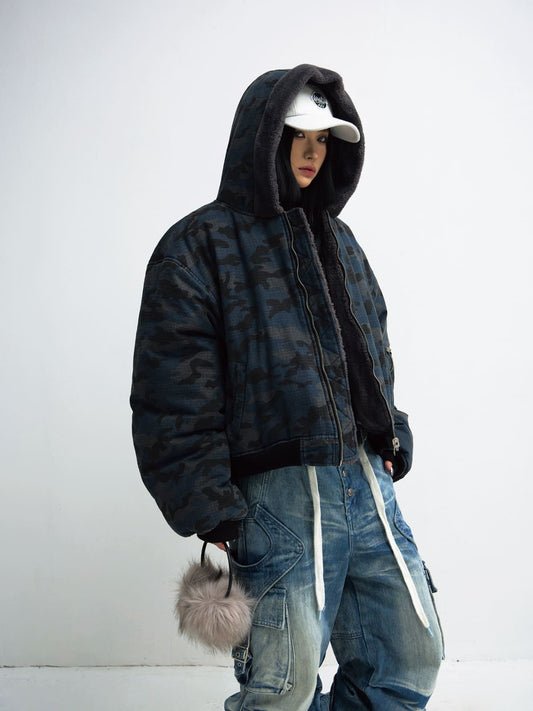 Peoplesense Reversible Camo Sherpa Hooded Jacket