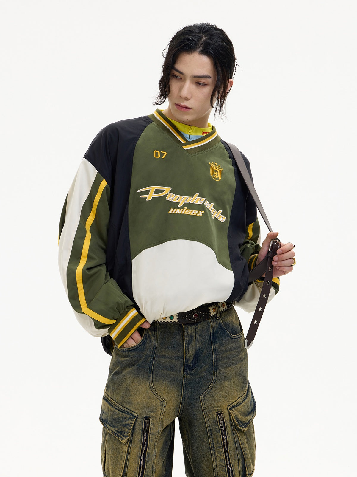 Peoplesense Rugby V-Neck Colorblock Sweatshirt