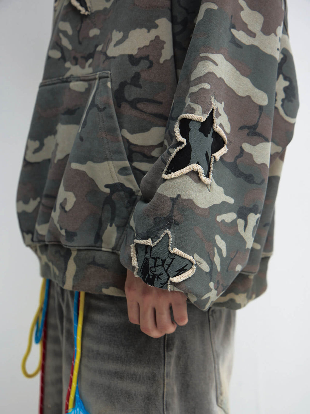 Peoplesense Vintage Camouflage Embroidered Hoodie