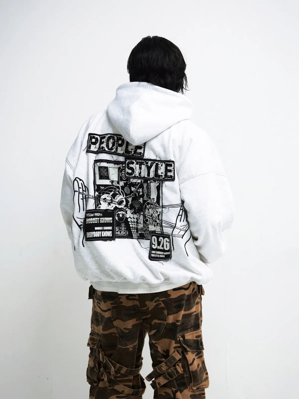 Peoplesense Vintage Embroidered Oversized Hoodie