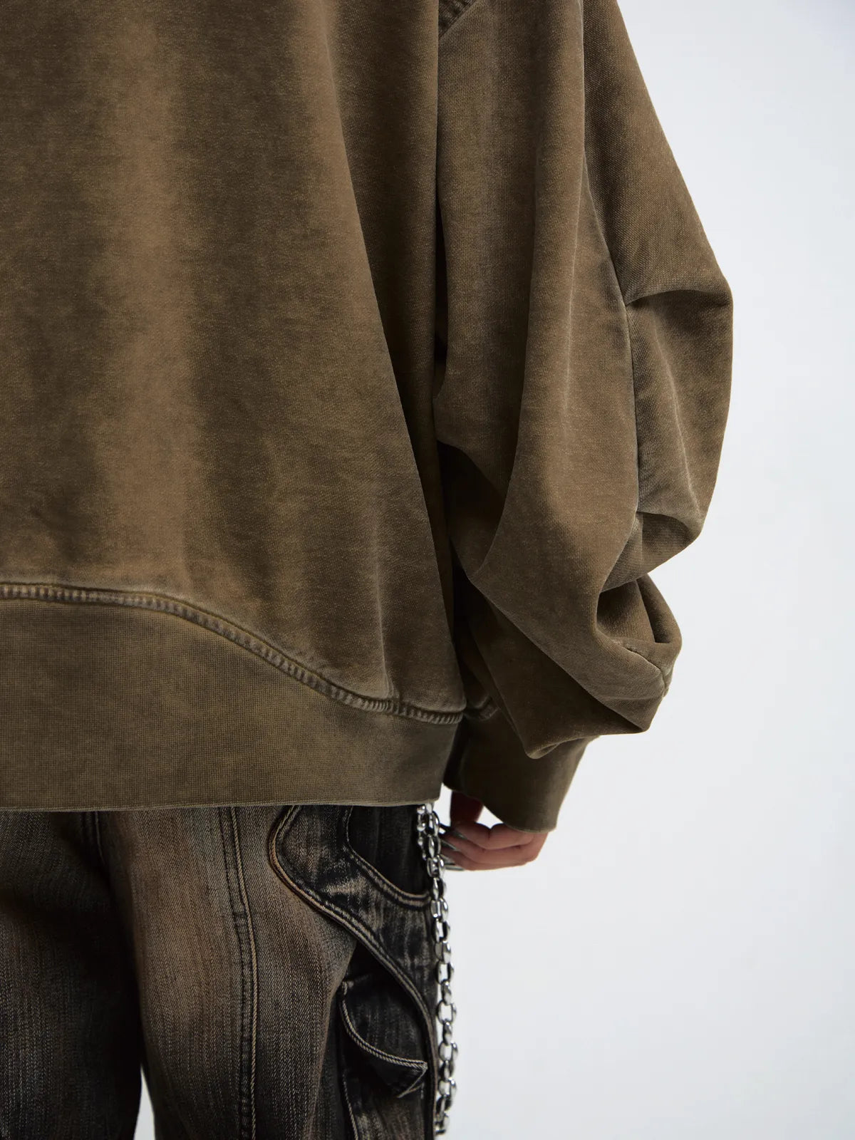 Peoplesense Vintage Knit Zip Up Hoodie Brown