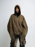 Peoplesense Vintage Knit Zip Up Hoodie Brown