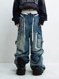 Peoplesense Vintage Wash Pleated Wide Leg Jeans