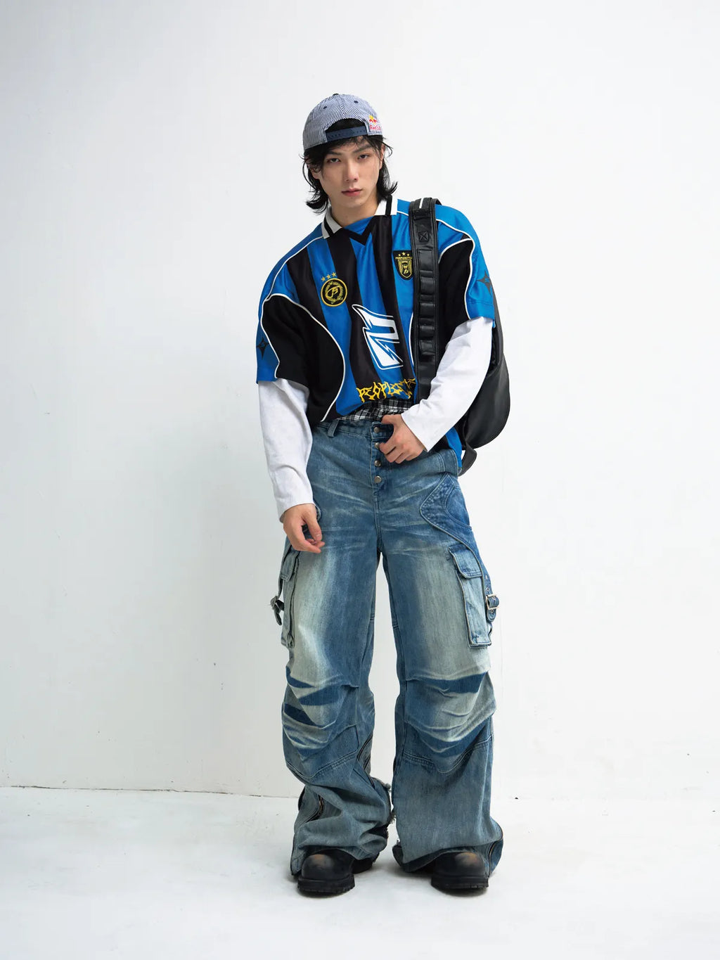 Peoplesense Vintage Wash Pleated Wide Leg Jeans