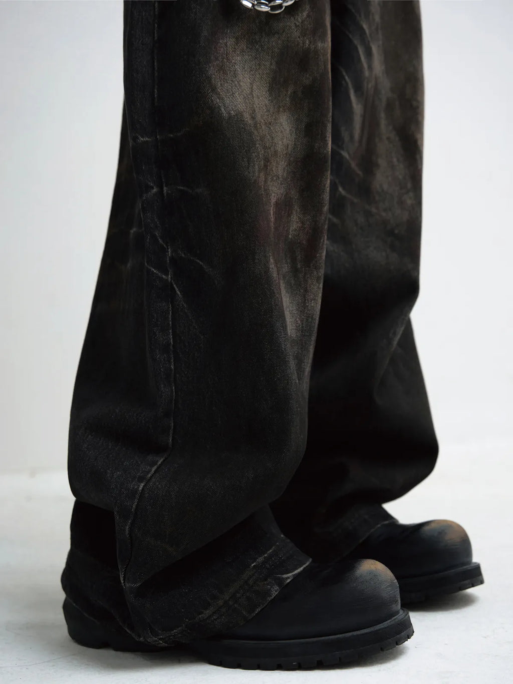 Peoplesense Vintage Washed Black Wide Leg Jeans