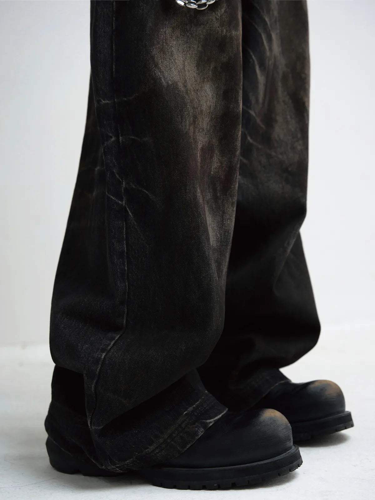 Peoplesense Vintage Washed Black Wide Leg Jeans