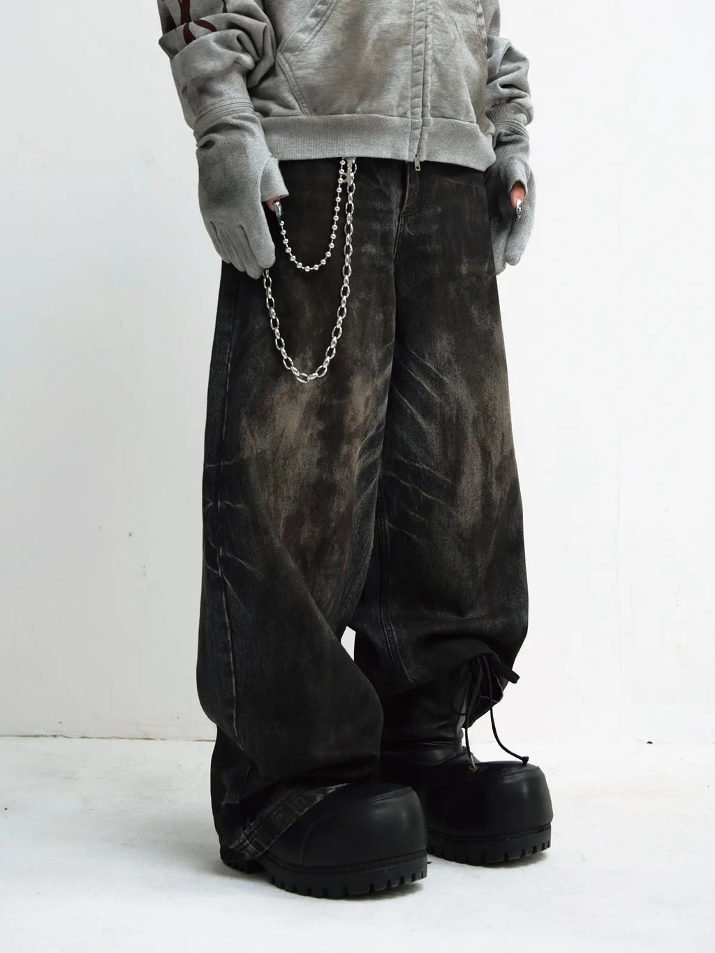 Peoplesense Vintage Washed Black Wide Leg Jeans