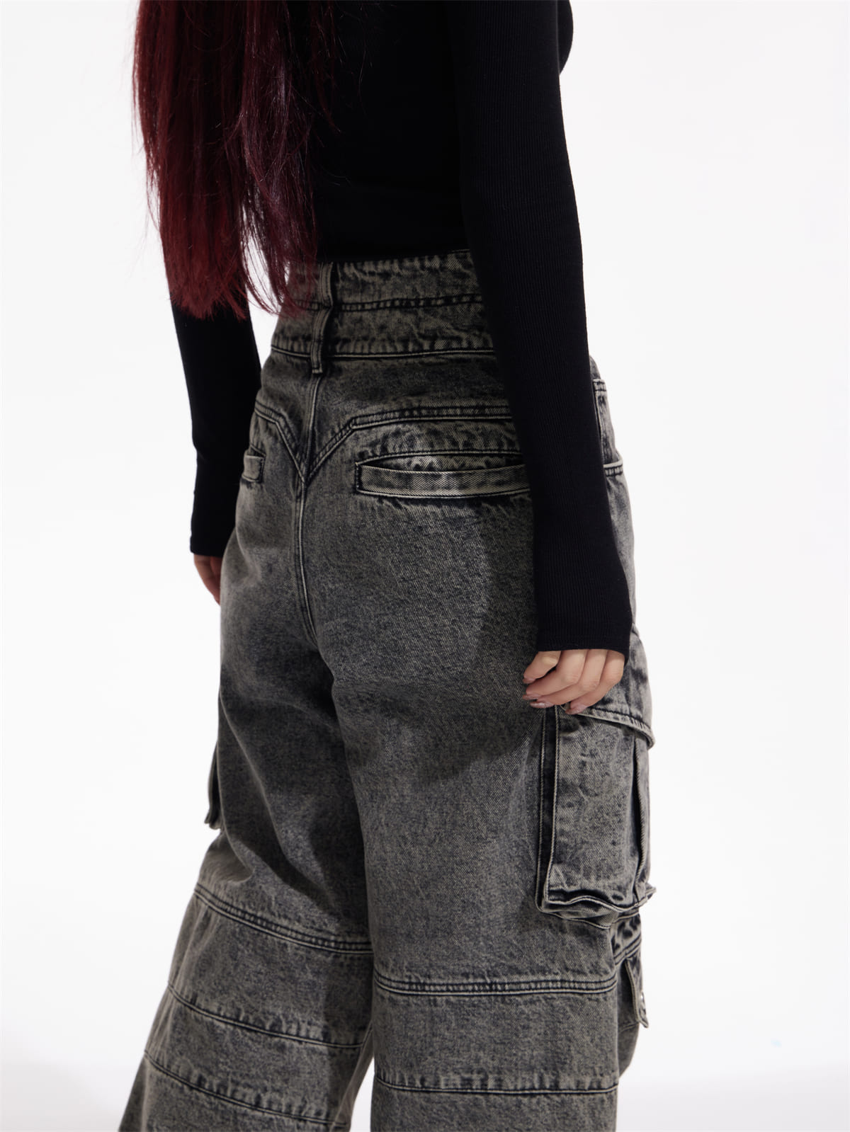 PeopleStyle ウォッシュドグレー ワイドレッグジーンズ – peoplesense