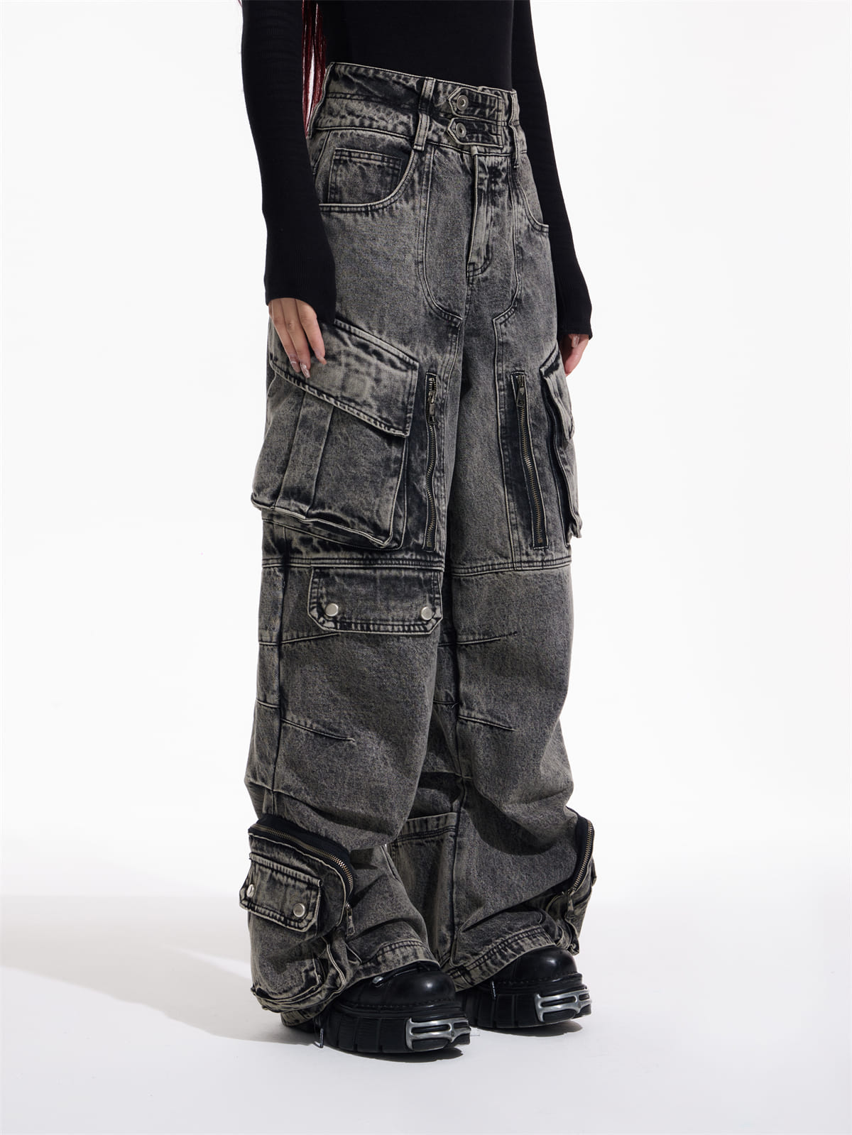 peoplesense ワイドレッグ デニム M PeopleStyle ウォッシュドグレー ワイドレッグジーンズ – peoplesense