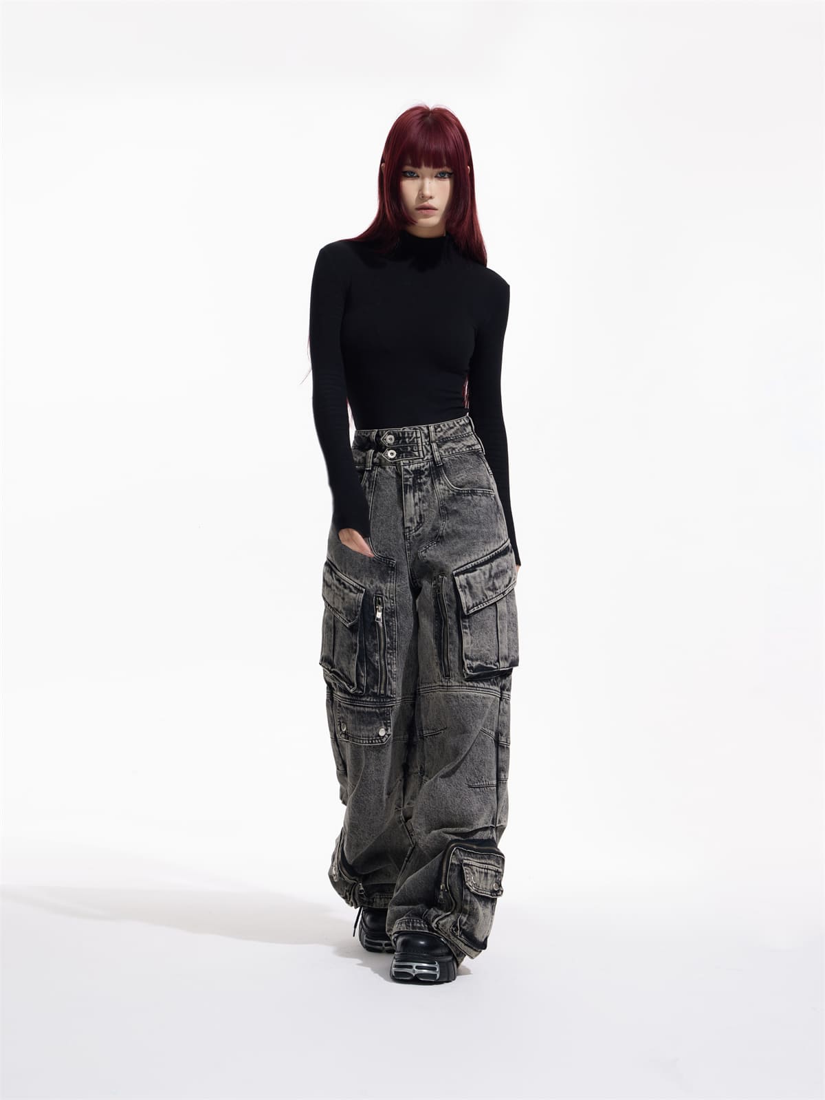 パンツ Peoplesense Grey Wide-Leg Jeans PeopleStyle ウォッシュドグレー ワイドレッグジーンズ – peoplesense