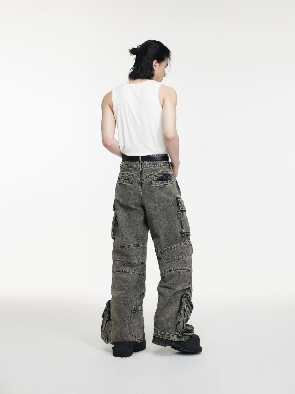 PeopleStyle ウォッシュドグレー ワイドレッグジーンズ – peoplesense