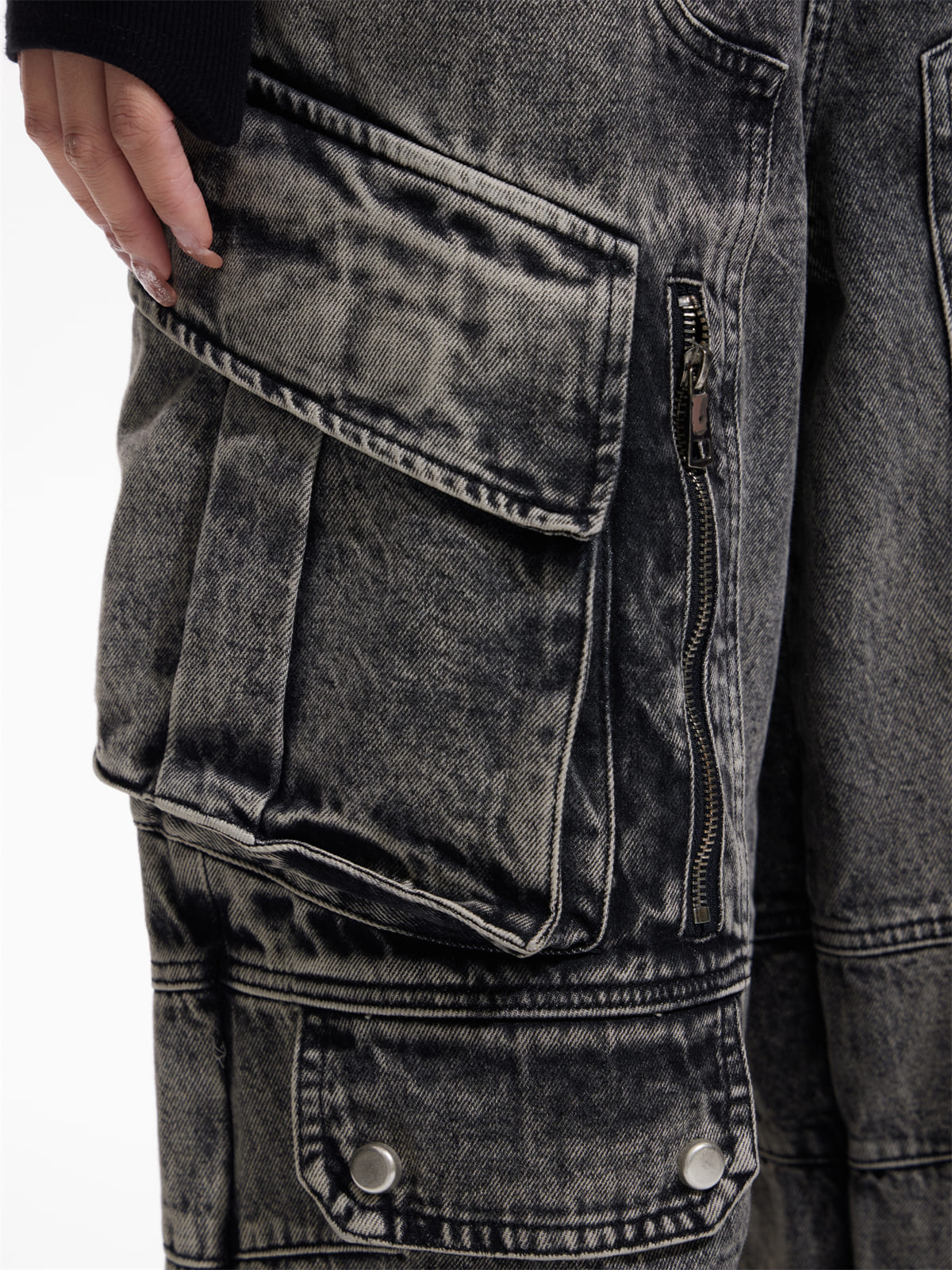 Peoplesenseウォッシュドグレーワイドレッグジーンズ（限定品