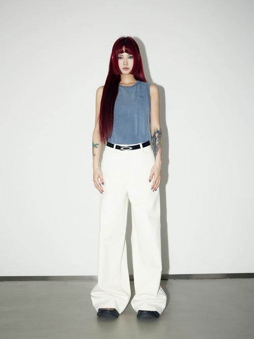 PEOPLESENSEホワイトワイドジーンズ バギー Peoplestyle
