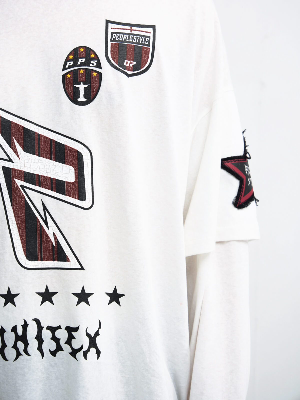 Peoplesense White Fake Two-Piece Racing Sweatshirt