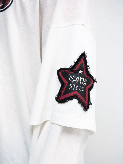 Peoplesense White Fake Two-Piece Racing Sweatshirt