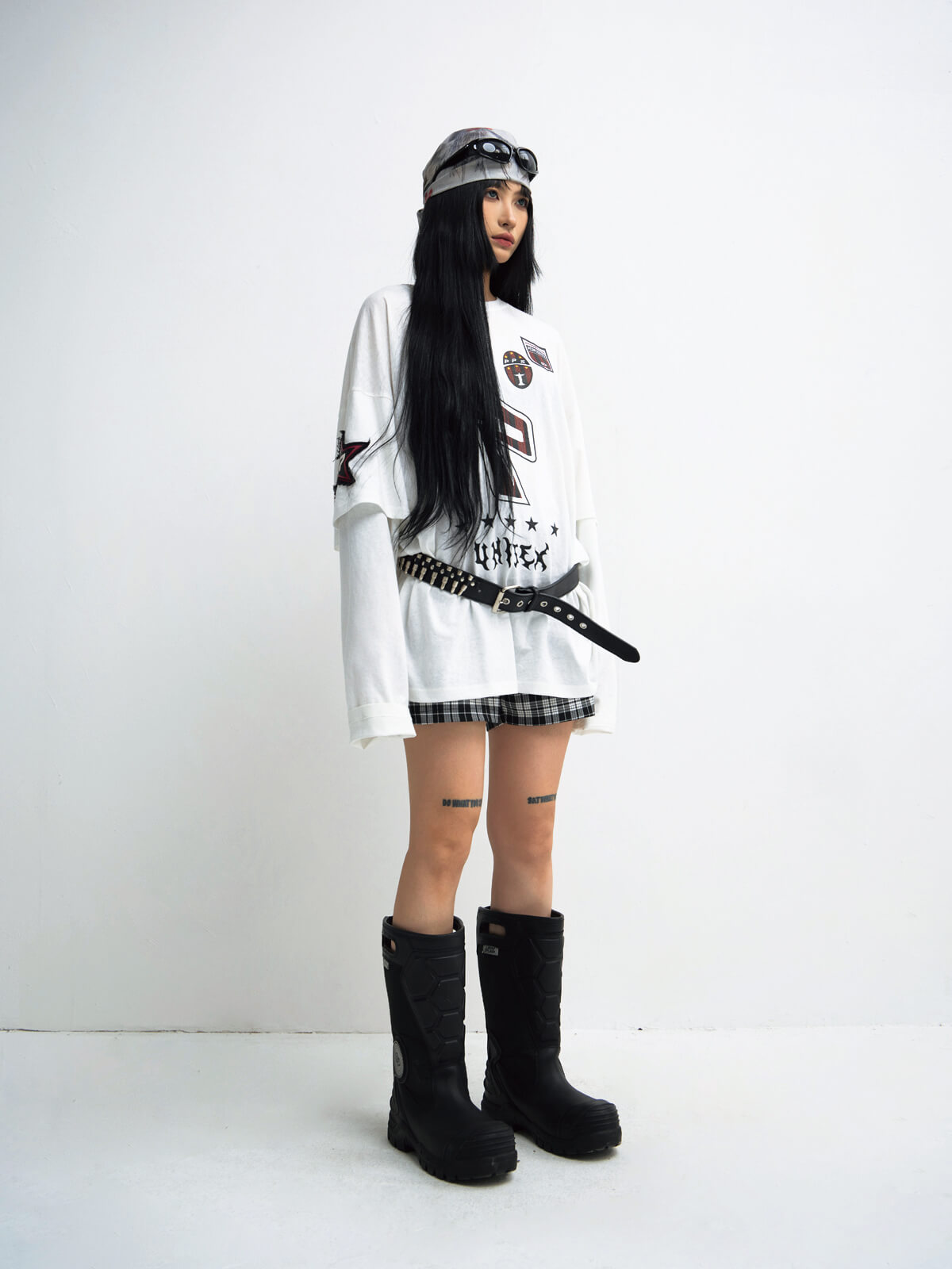 Peoplesense White Fake Two-Piece Racing Sweatshirt