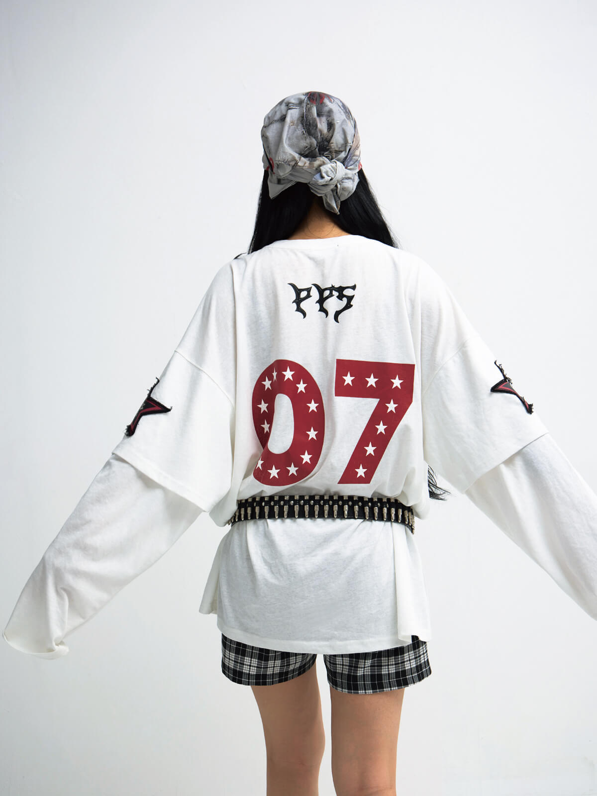 Peoplesense White Fake Two-Piece Racing Sweatshirt