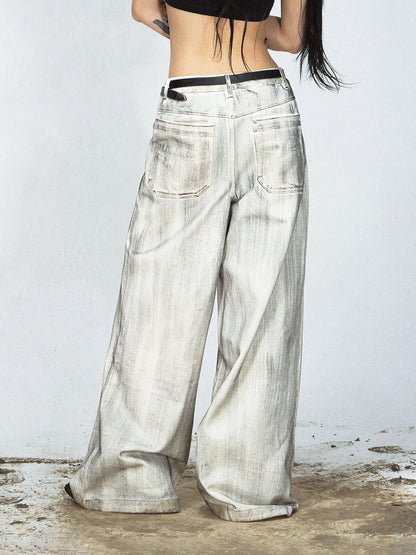Peoplesense Distressed Dyed Wide-Leg Jeans
