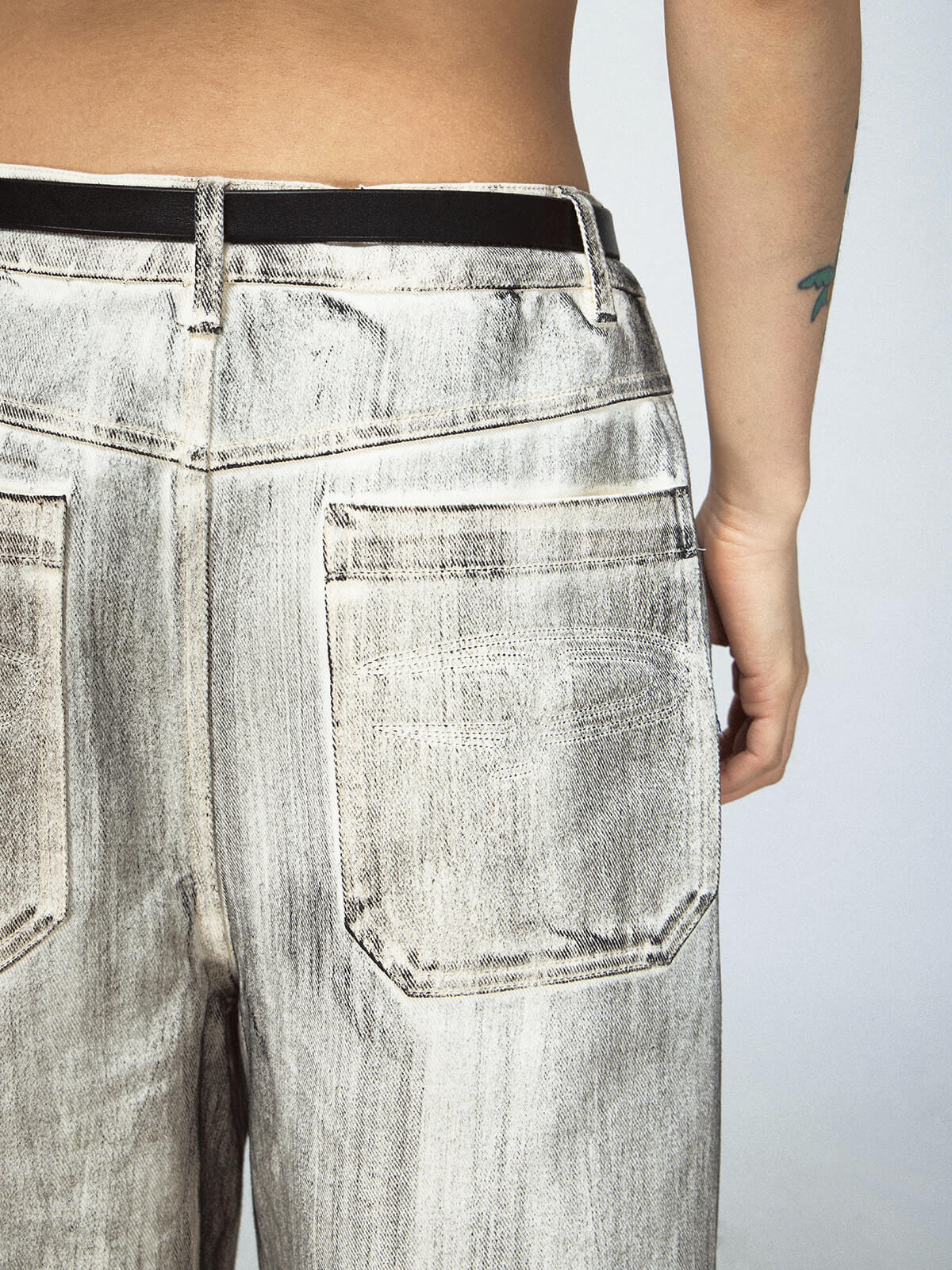 Peoplesense Distressed Dyed Wide-Leg Jeans