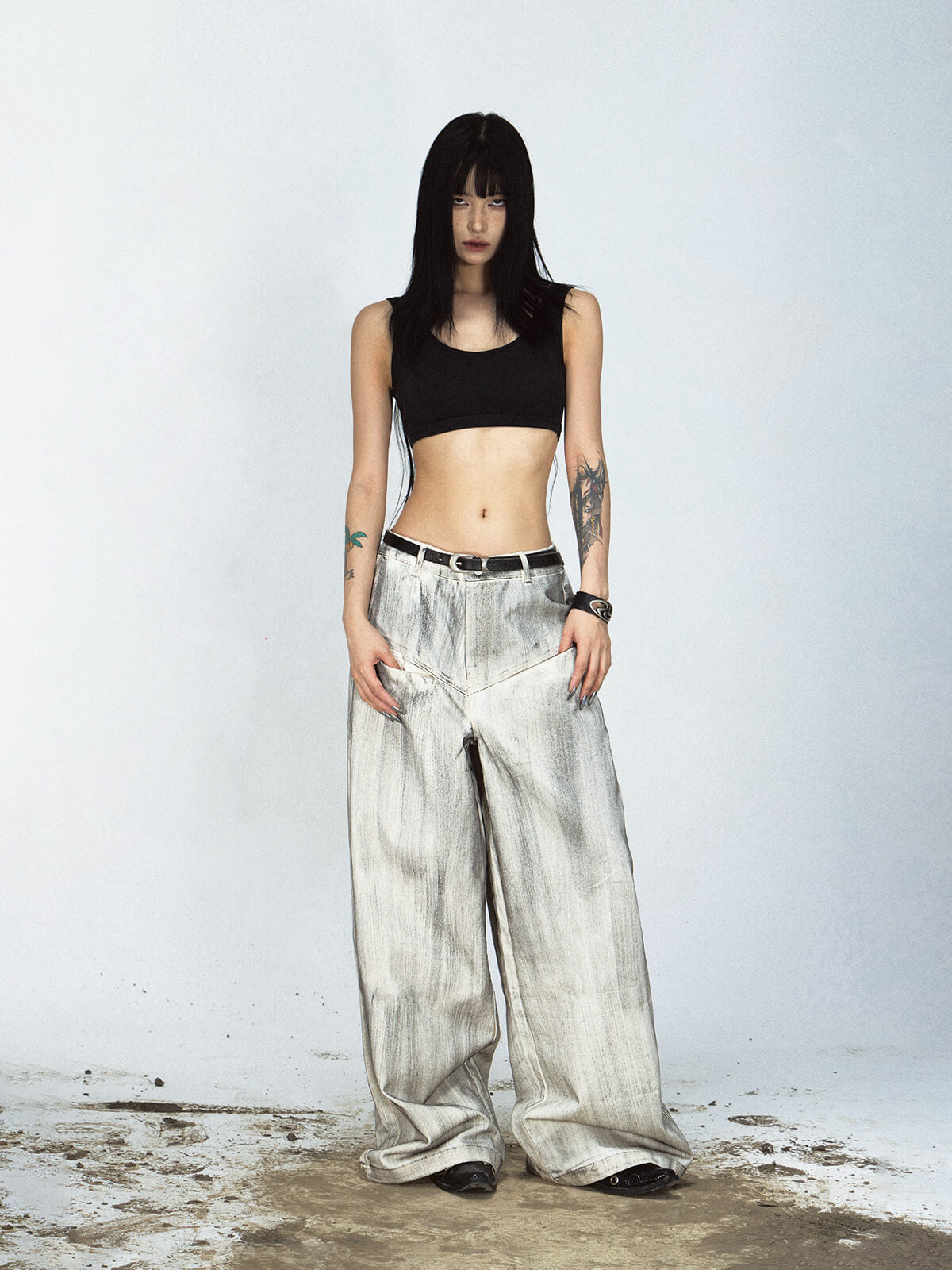 Vintage Wide-Leg Washed Jeans