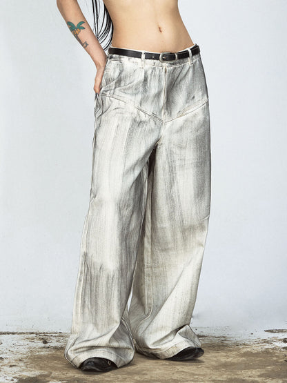 Peoplesense Distressed Dyed Wide-Leg Jeans