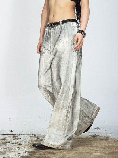Peoplesense Distressed Dyed Wide-Leg Jeans