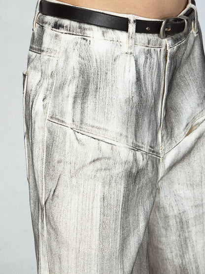Peoplesense Distressed Dyed Wide-Leg Jeans