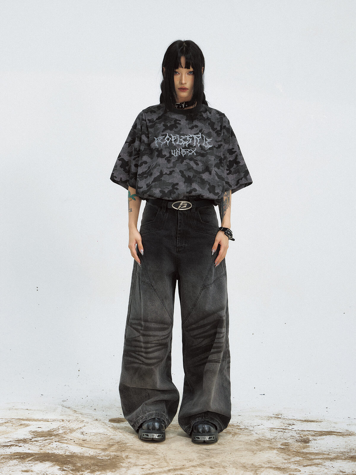 Peoplesense Punk Camo Oversized T-Shirt