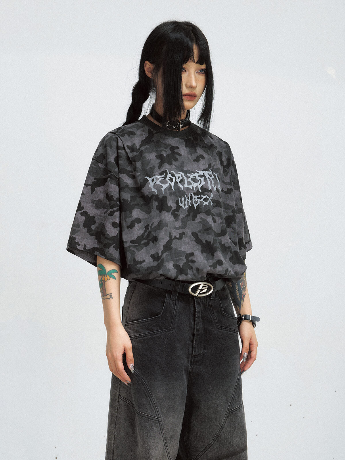 Peoplesense Punk Camo Oversized T-Shirt