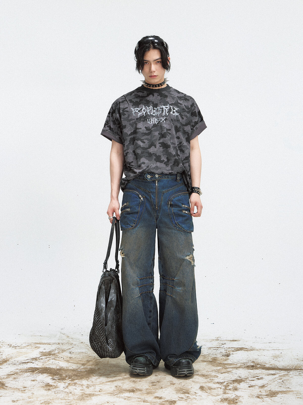 Peoplesense Punk Camo Oversized T-Shirt